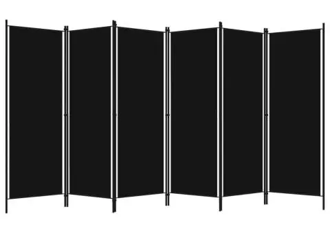 Paravan de cameră cu 6 panouri, negru, 300 x 180 cm - 2/5