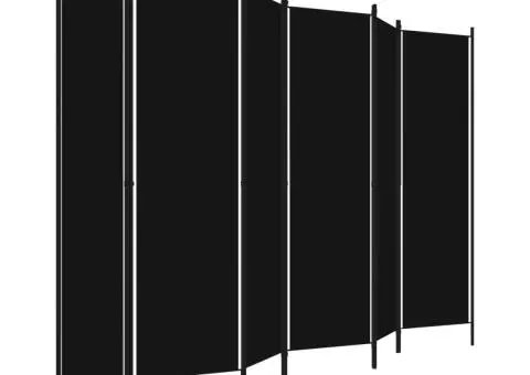 Paravan de cameră cu 6 panouri, negru, 300 x 180 cm - 3/5