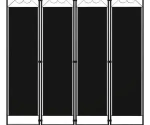 vidaXL Paravan de cameră cu 4 panouri, negru, 160 x 180 cm