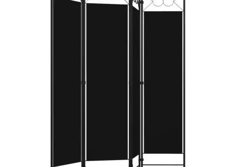 Paravan de cameră cu 4 panouri, negru, 160 x 180 cm - 3/5
