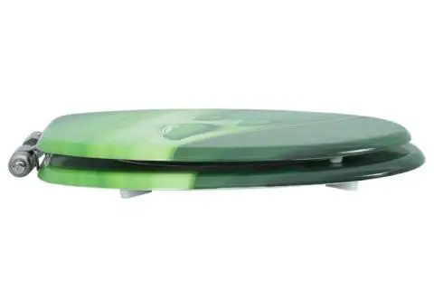 Capac WC închidere silențioasă, verde, MDF, model picătură apă - 5/5