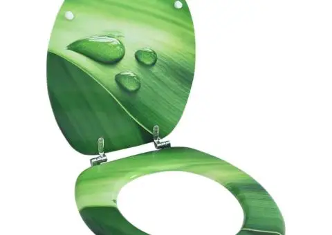 Capac WC, MDF, verde, model picătură de apă - 1/5