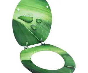 vidaXL Capac WC, MDF, verde, model picătură de apă