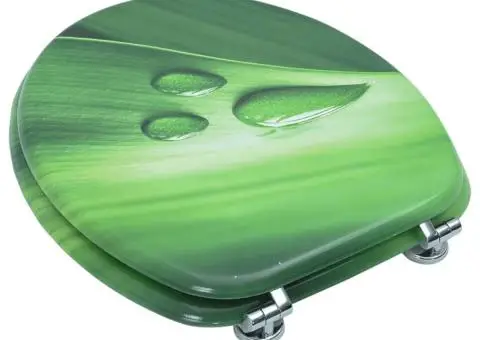 Capac WC, MDF, verde, model picătură de apă - 4/5