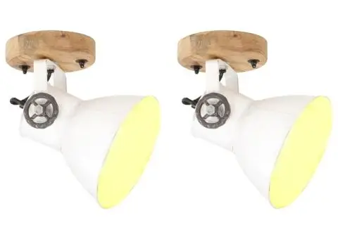 Lămpi de perete/tavan industriale, alb, 2 buc., 20x25 cm, E27 - 1/5