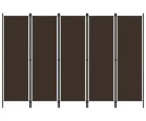 vidaXL Paravan de cameră cu 5 panouri, maro, 250 x 180 cm
