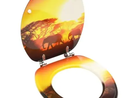 Colac WC cu capac, MDF, design savană - 1/5