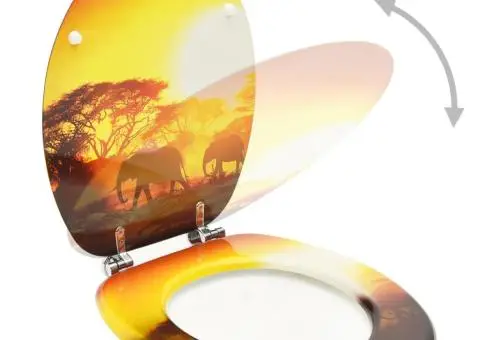 Colac WC cu capac, MDF, design savană - 2/5