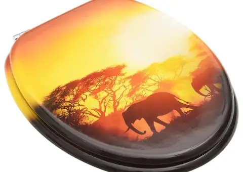 Colac WC cu capac, MDF, design savană - 3/5