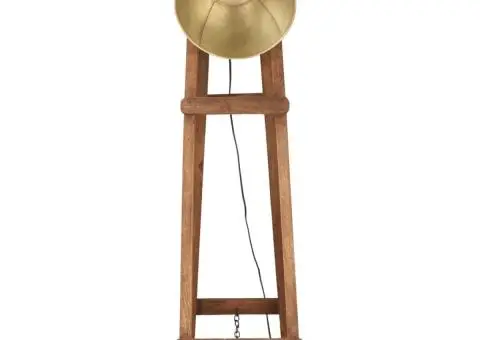 Lămpi de podea, 3 buc., alamă, lemn masiv de mango, E27 - 4/5