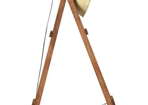 Lămpi de podea, 3 buc., alamă, lemn masiv de mango, E27 - 5/5