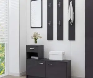 vidaXL Mobilă pentru hol, gri extralucios, 100 x 25 x 76,5 cm, PAL