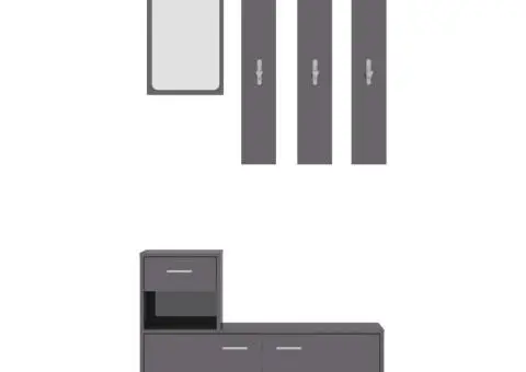 Mobilă pentru hol, gri extralucios, 100 x 25 x 76,5 cm, PAL - 5/5