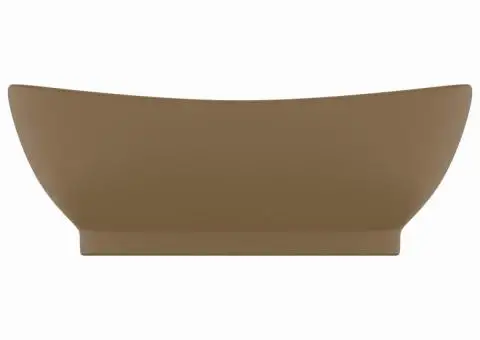 Chiuvetă lux cu preaplin, crem mat, 58,5x39 cm ceramică, oval - 3/5
