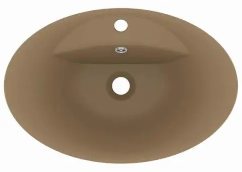 Chiuvetă lux cu preaplin, crem mat, 58,5x39 cm ceramică, oval - 4/5