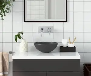 vidaXL Chiuvetă de baie, gri închis, ceramică, rotund