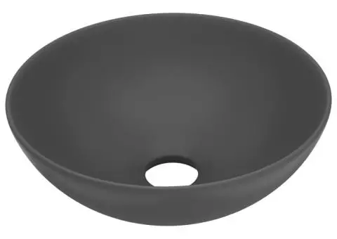 Chiuvetă de baie, gri închis, ceramică, rotund - 2/5