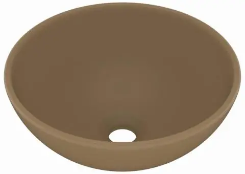 Chiuvetă baie lux, crem mat, 32,5x14 cm, ceramică, rotund - 2/5