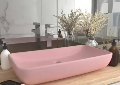 Chiuvetă dreptunghiulară de lux, roz mat, 71 x 38 cm, ceramică - 1/5
