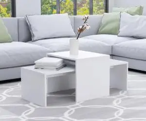 vidaXL Set măsuțe de cafea, alb, 100x48x40 cm, lemn prelucrat