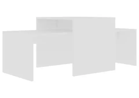 Set măsuțe de cafea, alb, 100x48x40 cm, lemn prelucrat - 2/5