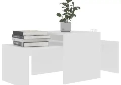 Set măsuțe de cafea, alb, 100x48x40 cm, lemn prelucrat - 3/5