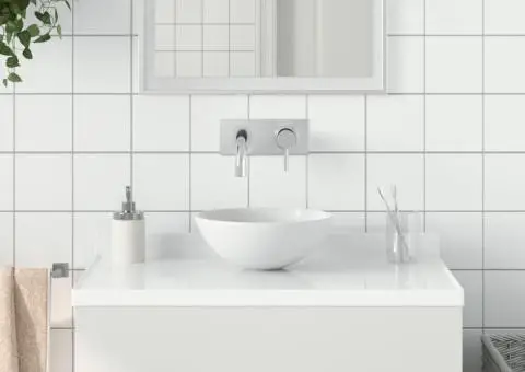 Chiuvetă de baie, alb mat, ceramică, rotund - 1/5