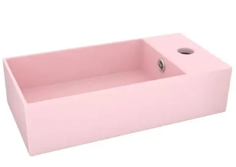 Chiuvetă de baie cu preaplin, roz mat, ceramică - 2/5