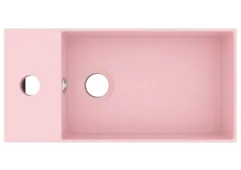 Chiuvetă de baie cu preaplin, roz mat, ceramică - 3/5