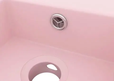 Chiuvetă de baie cu preaplin, roz mat, ceramică - 5/5