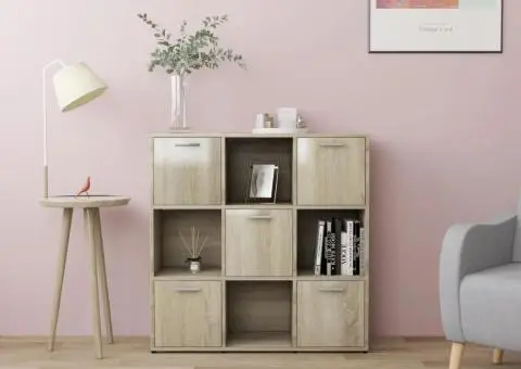 Bibliotecă, stejar Sonoma, 90 x 30 x 90 cm, lemn prelucrat - 1/5