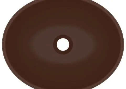 Chiuvetă de lux, maro mat, 40 x 33 cm, ceramică, formă ovală - 4/5