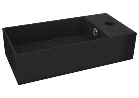Chiuvetă de baie cu preaplin, negru mat, ceramică - 2/5