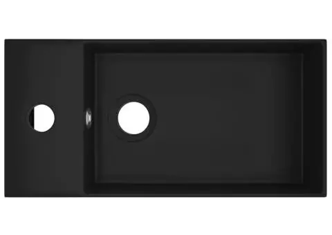 Chiuvetă de baie cu preaplin, negru mat, ceramică - 3/5