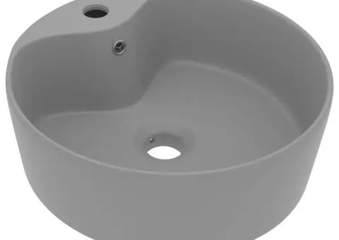 Chiuvetă de lux cu preaplin, gri deschis mat, 36x13 cm ceramică - 2/5