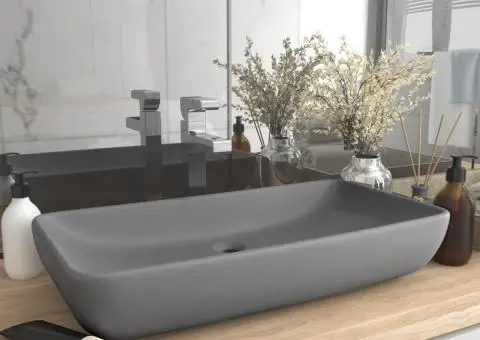 Chiuvetă dreptunghiulară lux gri deschis mat 71x38 cm ceramică - 1/5