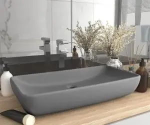 vidaXL Chiuvetă dreptunghiulară lux gri deschis mat 71x38 cm ceramică