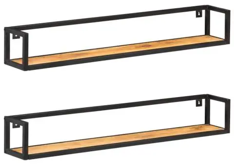 Rafturi de perete, 2 buc., 120 cm, lemn masiv de acacia - 1/5