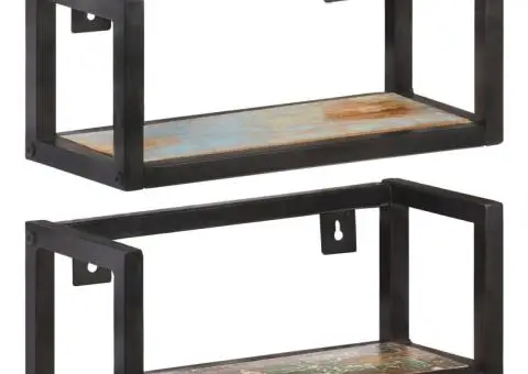 Rafturi de perete, 2 buc., 40 cm, lemn masiv reciclat - 1/5