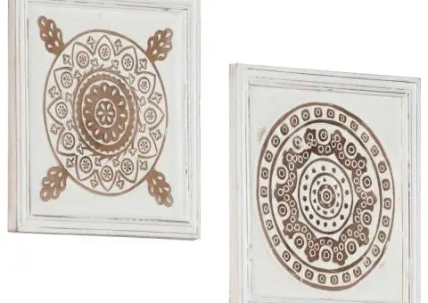 Panouri de perete sculptate manual, 2 buc., 40x40x1,5 cm, MDF - 1/5