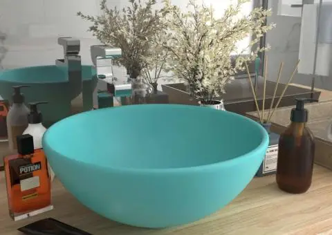 Chiuvetă baie lux verde deschis mat 32,5x14 cm ceramică rotund - 1/5