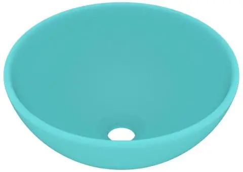 Chiuvetă baie lux verde deschis mat 32,5x14 cm ceramică rotund - 2/5