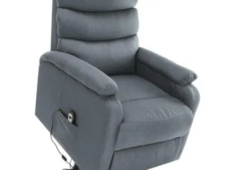 Fotoliu de masaj rabatabil cu ridicare, gri deschis, textil - 1/5