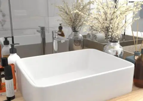 Chiuvetă de baie lux, alb mat, 41x30x12 cm, ceramică - 1/5