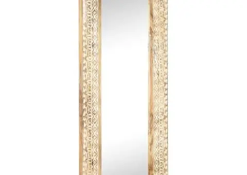 Oglindă sculptată manual, 110x50x2,6 cm, lemn masiv de mango - 1/5