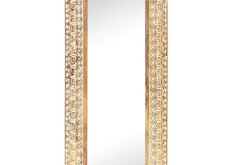 Oglindă sculptată manual, 110x50x2,6 cm, lemn masiv de mango - 2/5