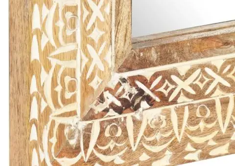 Oglindă sculptată manual, 110x50x2,6 cm, lemn masiv de mango - 4/5