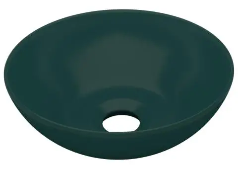 Chiuvetă de baie, verde închis, ceramică, rotund - 2/5