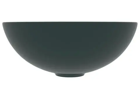 Chiuvetă de baie, verde închis, ceramică, rotund - 3/5