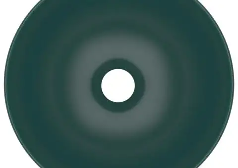 Chiuvetă de baie, verde închis, ceramică, rotund - 4/5